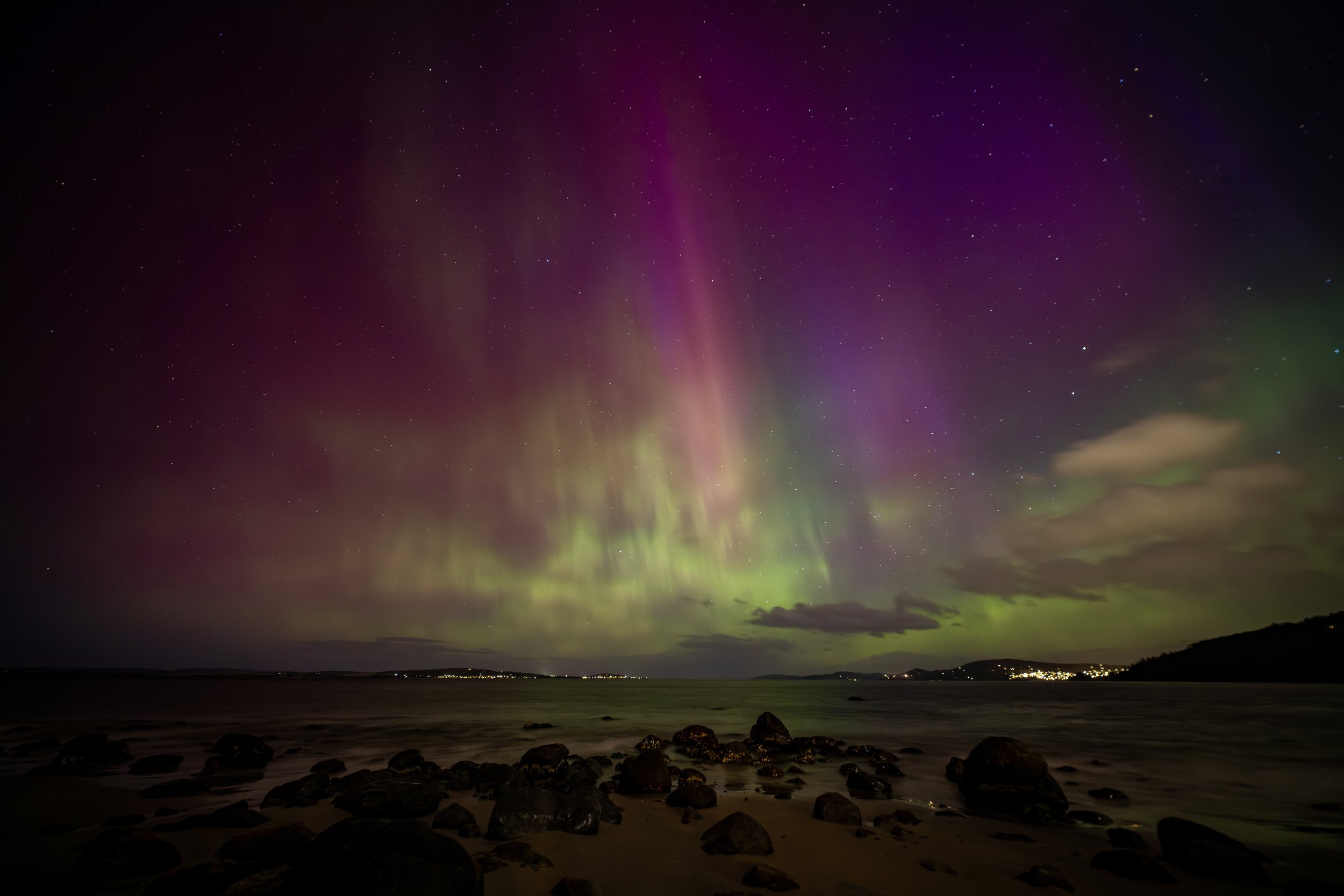  G4 Storm evening edition (Taroona Beach) 017 - October 11th 2024 9:33 pm, Nikon Z7ii, LAOWA FFII 10mm F2.8 C&amp;D Dreamer, ISO 800, f/2.8 exp 06 secs. 