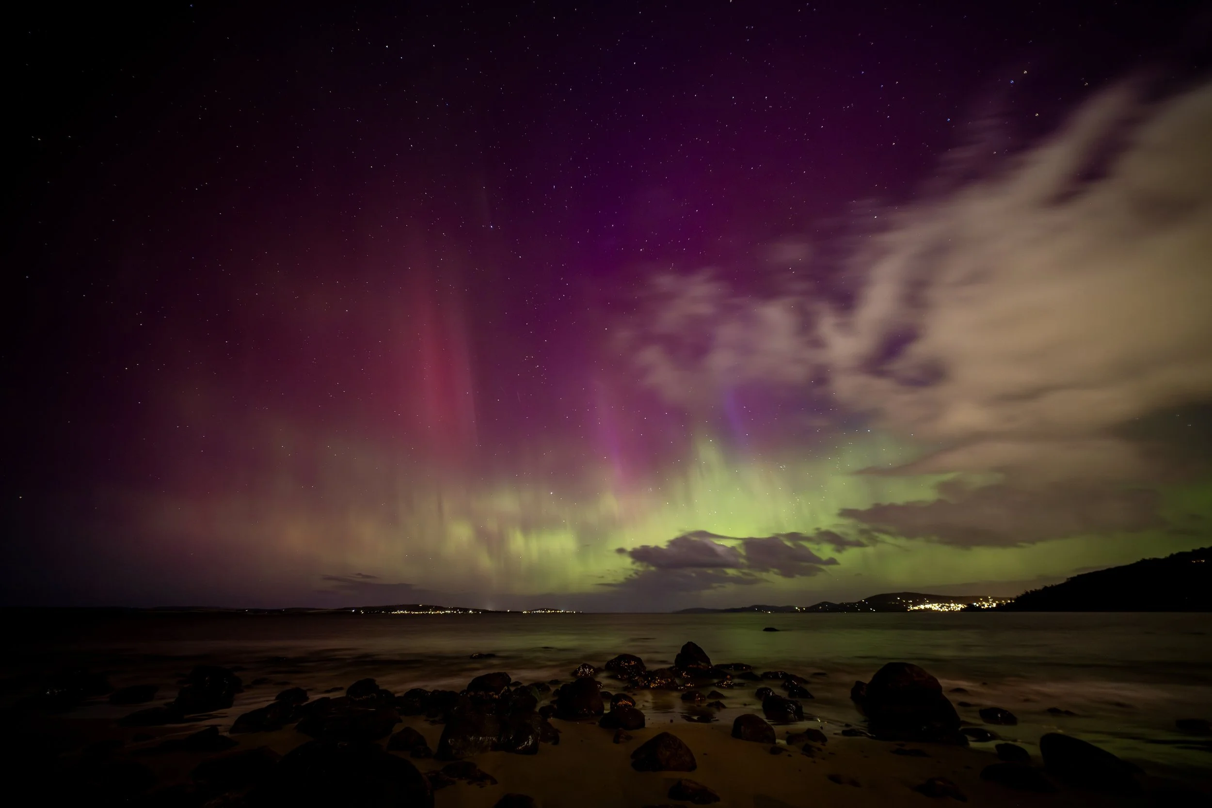  G4 Storm evening edition (Taroona Beach) 019 - October 11th 2024 9:40pm, Nikon Z7ii, LAOWA FFII 10mm F2.8 C&amp;D Dreamer, ISO 800, f/2.8 exp 06 secs. 