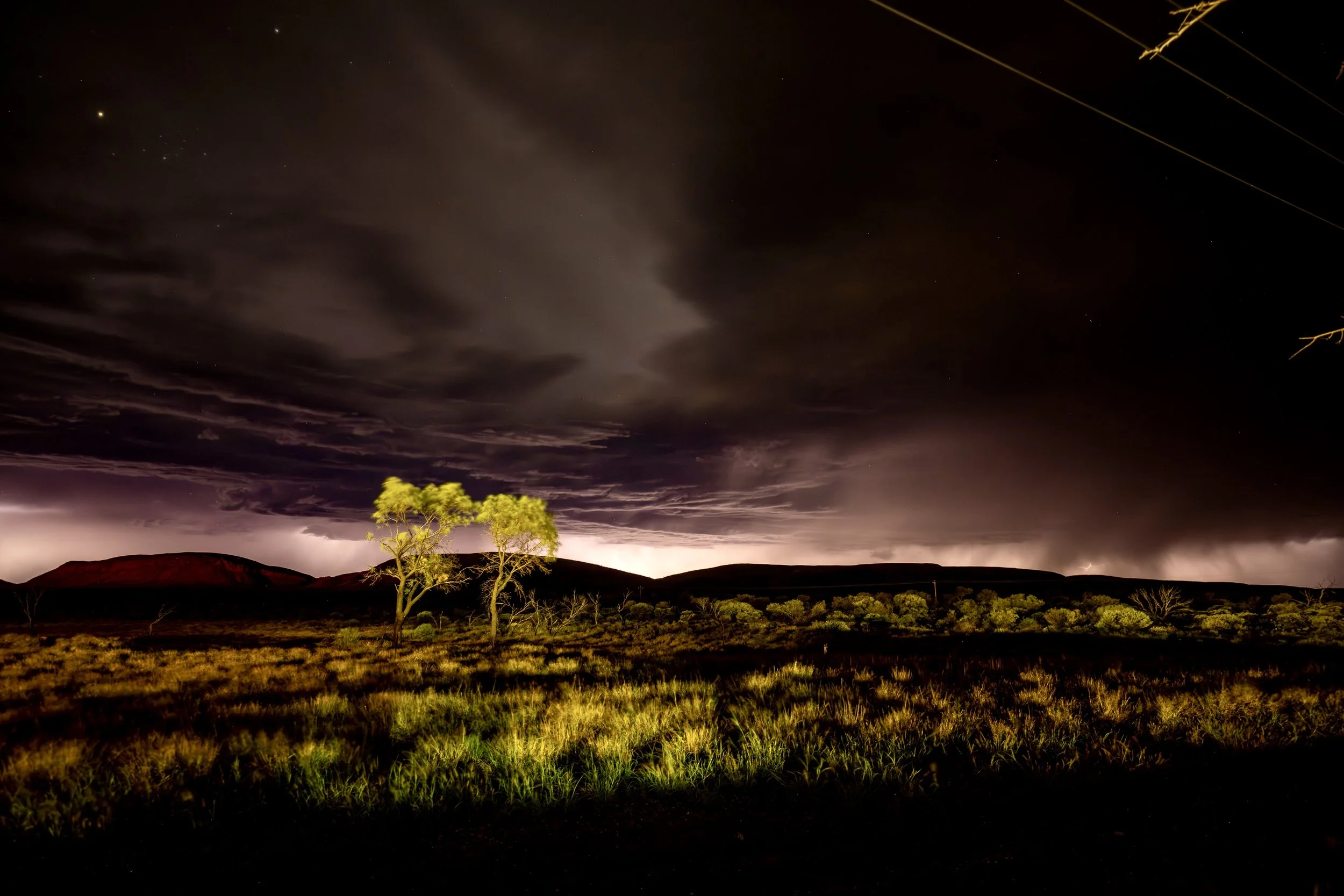 G067- 4th of December 2024 21:45 - Thunderstorms to the north of Purli Yurliya (Rawlinson Ranges) at night..