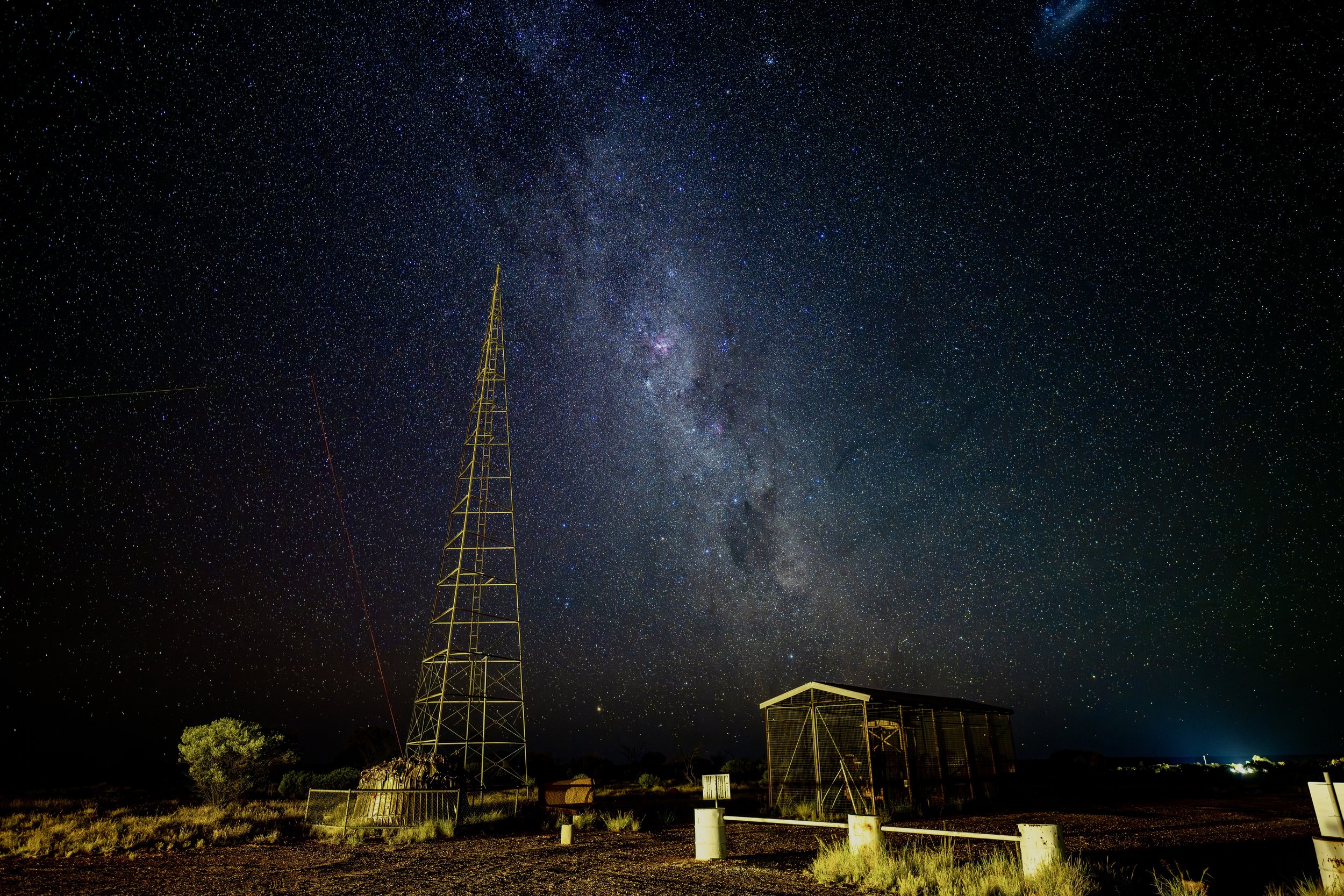 G077- 17th of December 2024 22:45 - Night shot to the south  with 1st stage of Blue Streak rocket (launched from Woomera in 1964) & Len Beadell's grader-  NIKKOR Z 20mm ƒ1.8 S ISO 500 f/1.8 exp 15sec