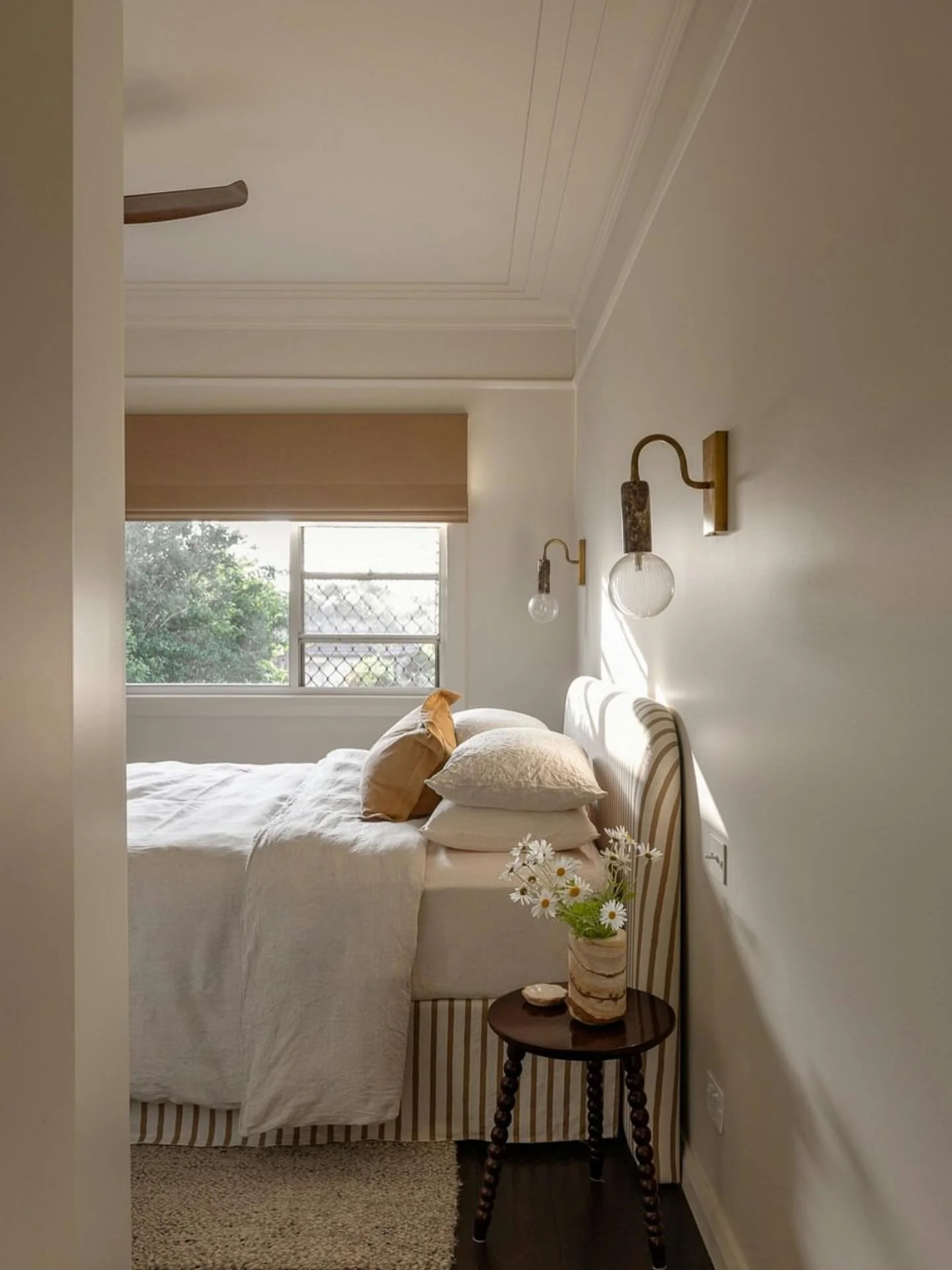 Sharing this gorge image + words from our lovely clients @moriandcurllstudio - featuring Capital Lines Ochre on linen for the bedhead and valance💛

Quiet corners of Marigold. Thoughtfully curated lighting, rich textures, and natural light, creating 