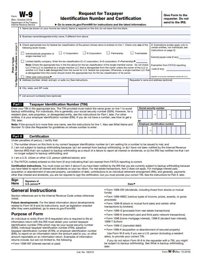 IRS W9 Form