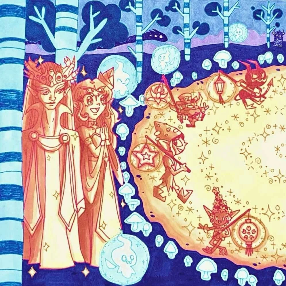 🧚&zwj;♀️Festival of the Trickster Moon✨

Oberon and Titania enjoying a parade of mischievous fae, each lantern casting spells that dance in the midnight air. A celebration of whimsy, wonder, and the wild, enchanting world of the Fae. 🌙✨

Scroll to 