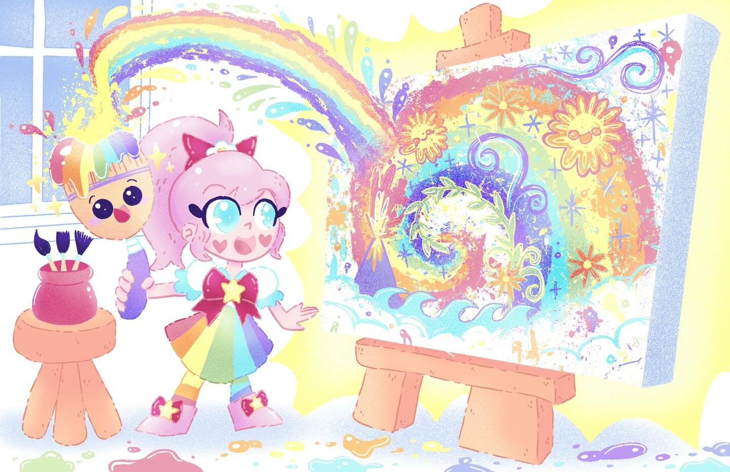 🎨Prisma &amp; the Magic Paintbrush🫟

I&rsquo;m working on another picture book idea which is all about a little artist exploring her emotions through art using color psychology 👩&zwj;🎨 art as therapy and creativity as expression to give form to t