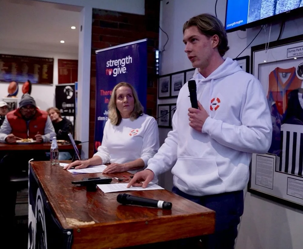 Thanks so much to Surrey Park Football Club for welcoming our AMM Ambassador, Angus, and I last night, to present on the need to build and diversify the Aussie stem cell donor registry. As well as talking about Ned and the reason for us starting AMM,