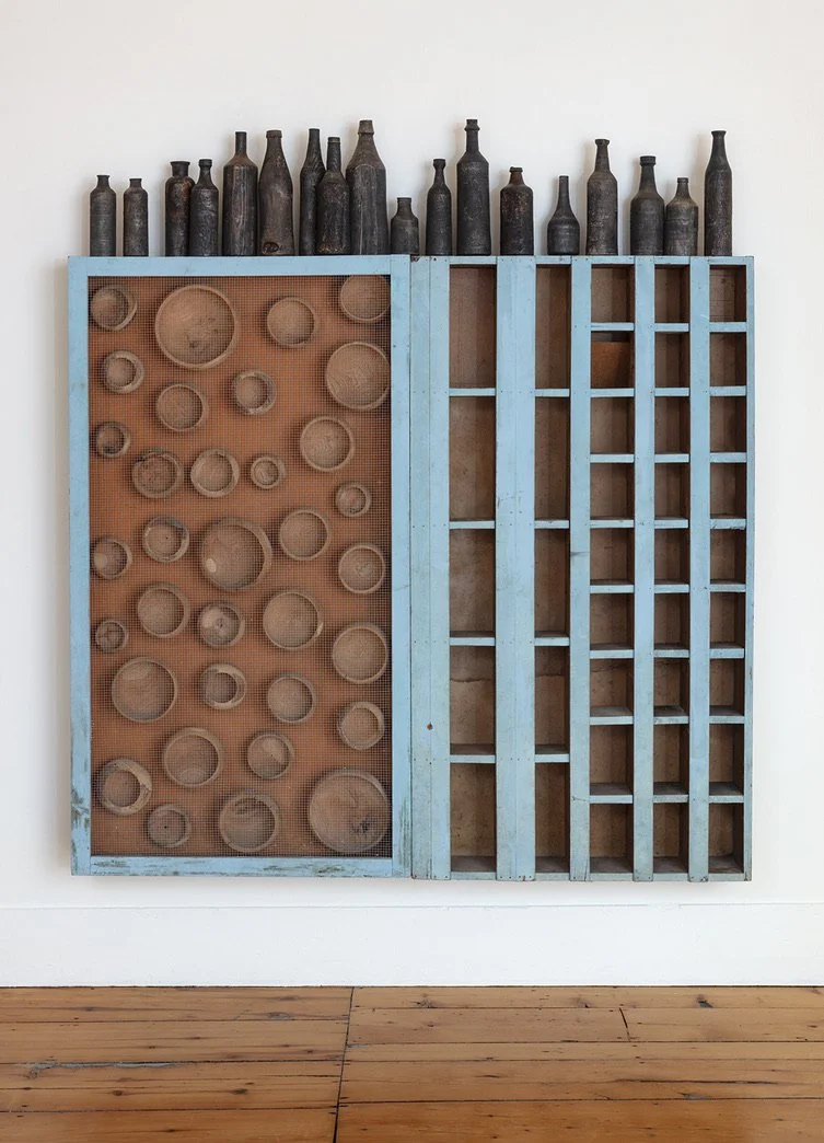 38) BLACK BOTTLES 2005, Mixed Media, 62" x 68" x 6.5"  