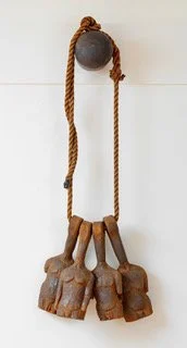 39) Four Hanging Torsos 1995/96, 38”x 20”x 8” Carved Wood, Steel, Rope 