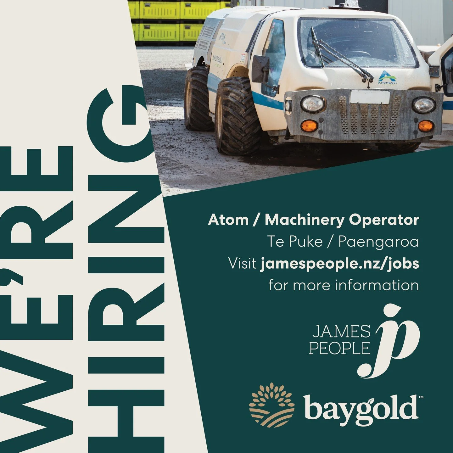 If you have experience with Atom's and want to join a team with an amazing culture and a purpose that goes well beyond themselves, this could be an opportunity you'll be glad you took!

Discover more and apply here: jamespeople.nz/jobs