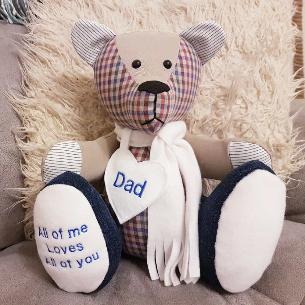 Ashes Memory Bear - Checked Bear with Scarf and Heart - Infinity Keepsakes.jpg