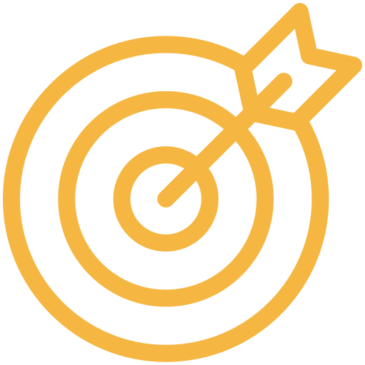 Gold target with an arrow hitting the bullseye.