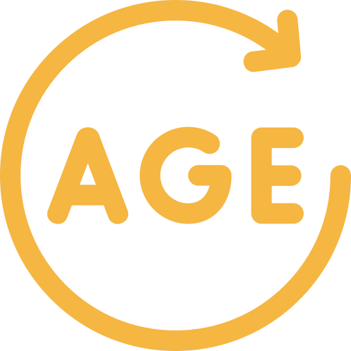 A circular arrow surrounding the word 'AGE' in gold color.