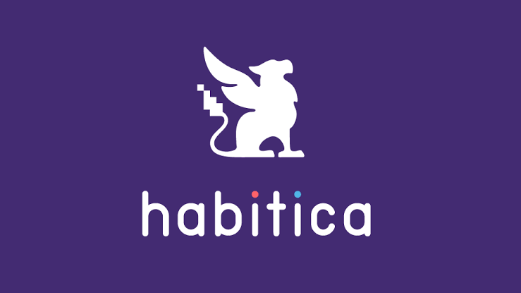 Logo for the productivity app Habitica, purple background with a white griffon outline.
