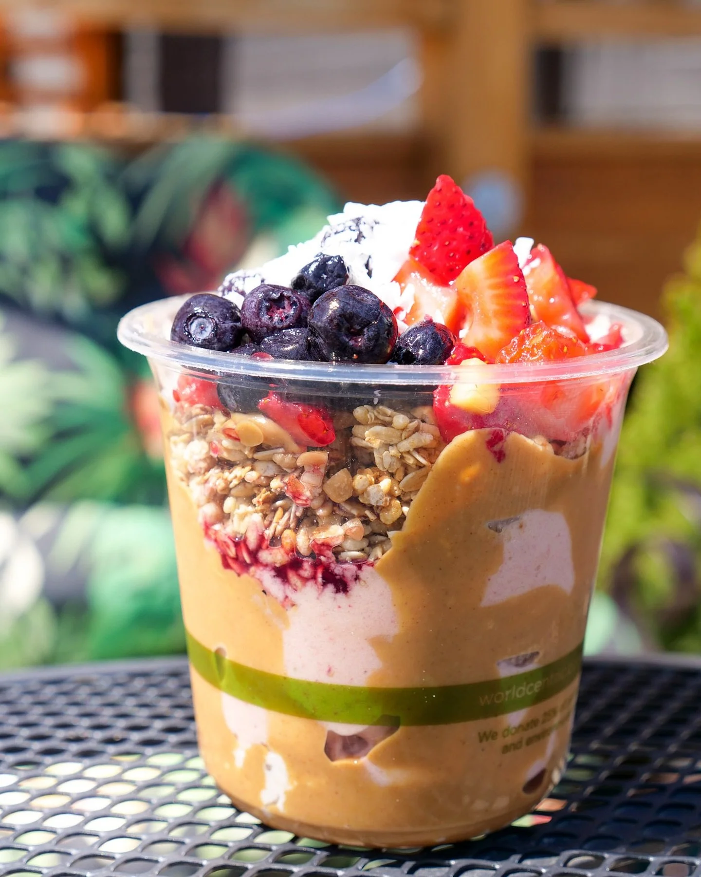 Besides the #acaibowl our PB&amp;J bowl has been a fan favorite since day 1 🙌If you are a #pblover then you gotta try this one!🥜🍌🍓🫐🍌🥜
#peanutbutter #pb #smoothiebowl #acai #smoothies #healthyfood #glutenfree #foodie #cleaneats #sandpoint #sand