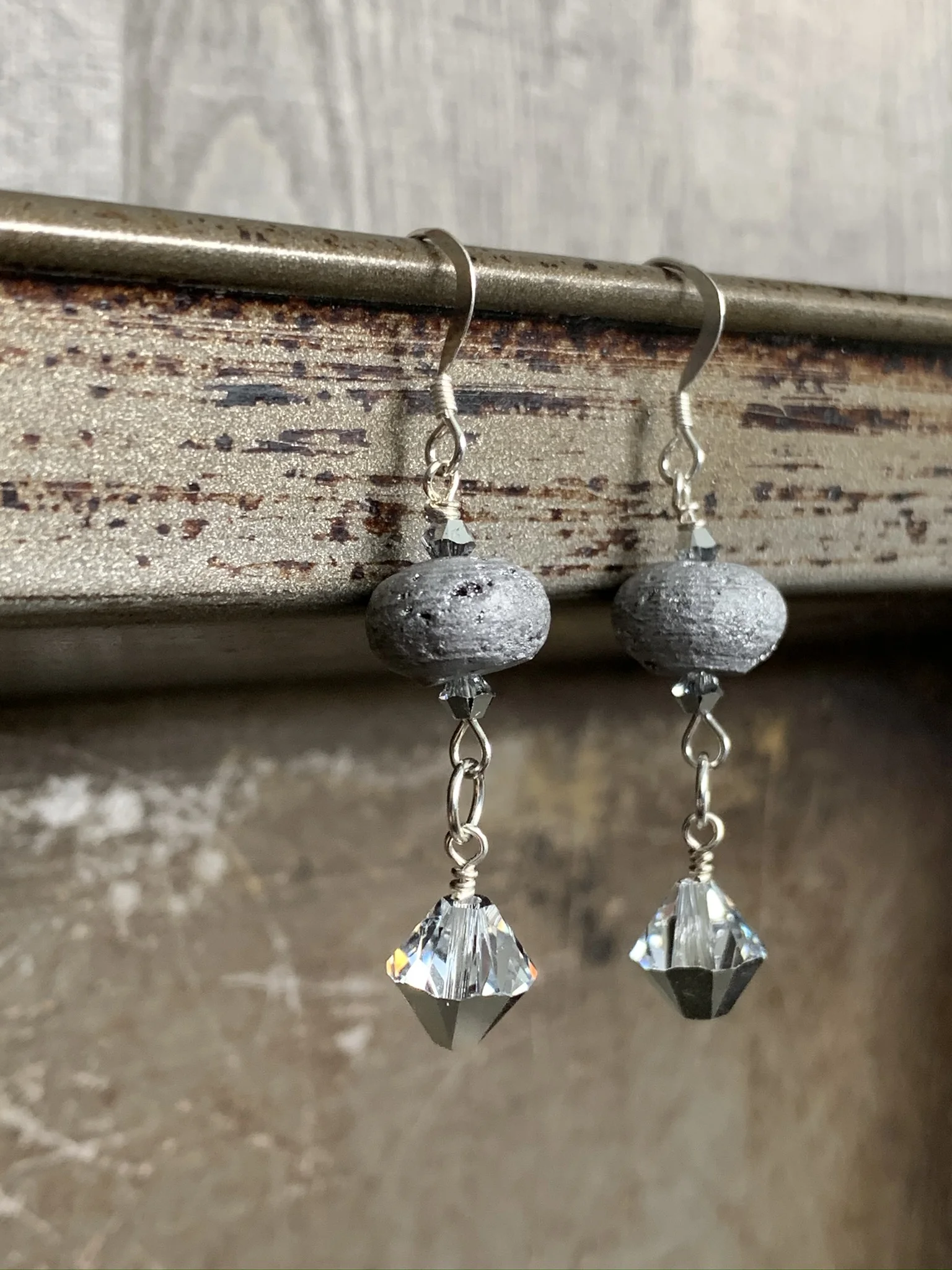 Silver Druzy Earrings