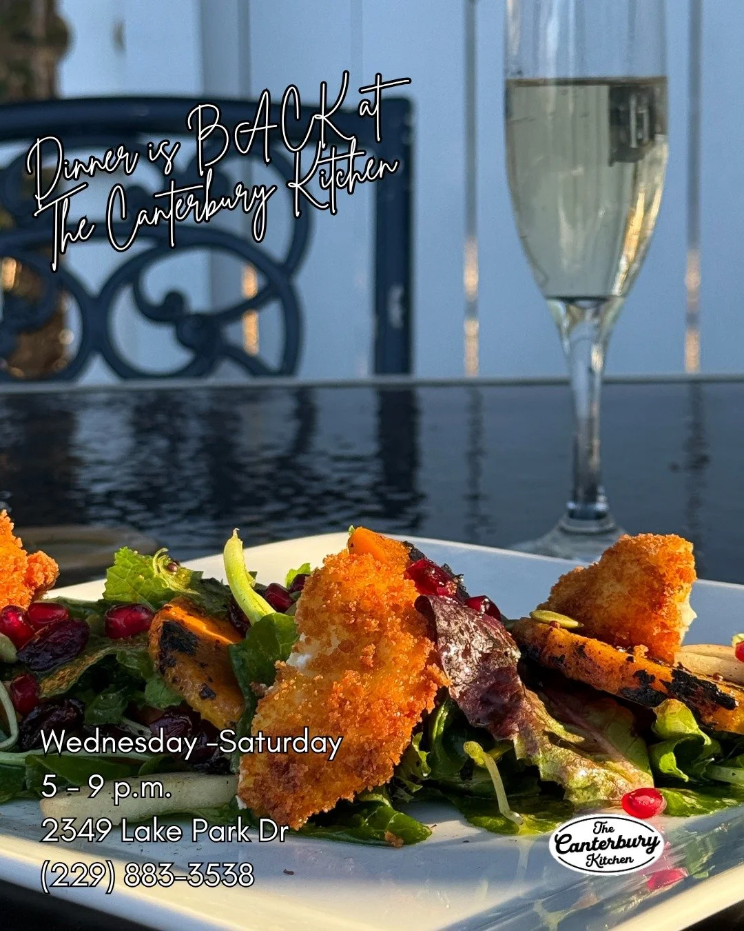 Try the Grilled Butternut Squash Salad on our Dinner Menu! 🥗😋

Walk-ins welcome! 
.
.
.
229-883-3538

OPEN DAILY

Lunch: Sun-Fri
10:30 a.m. - 2 p.m.

Dinner: Wed-Sat
5 - 9 p.m.

Brunch: Saturdays
10:30 a.m. - 2 p.m.

2349 Lake Park Dr.

We can&rsqu