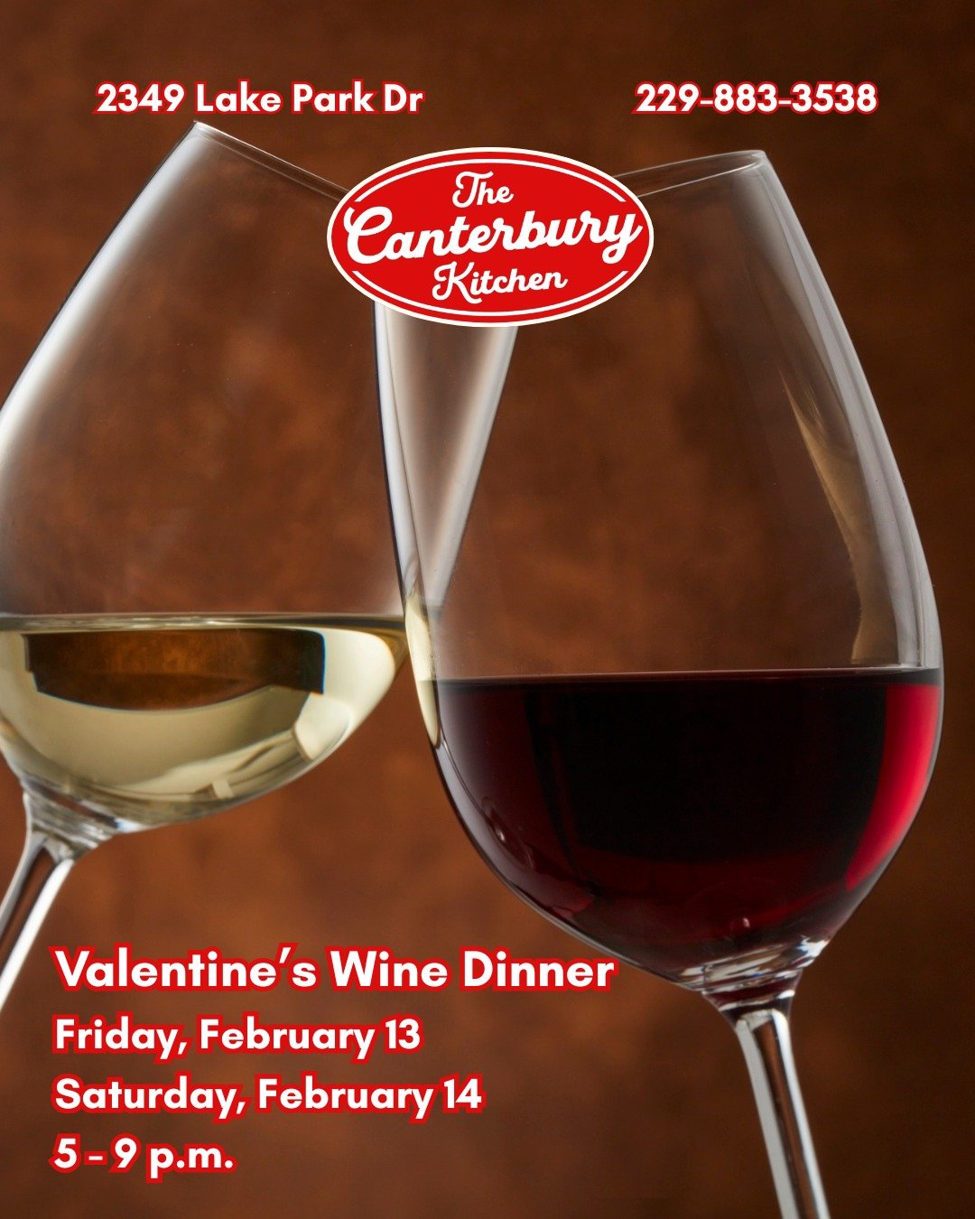 Valentine's Day is this weekend! It's not too late to make plans 😉💘

Book a reservation for our Valentine's Dinner 💗: https://shorturl.at/OFaB7
.
.
.
229-883-3538
2349 Lake Park Dr.

OPEN DAILY

Lunch: Sun-Fri
10:30 a.m. - 2 p.m.

Dinner: Wed-Sat
