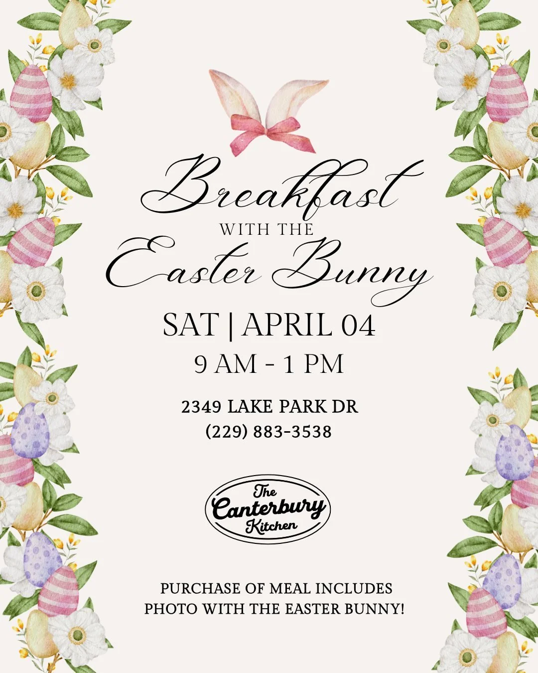 HOP by for Breakfast with the Easter Bunny! 🥕🐰

🌸We're celebrating Easter with a delicious breakfast menu, and some lunch fixings!
🌷Breakfast includes a FREE photo with the Easter Bunny! 🐇
💐We can't wait to celebrate with you ☀️✝

💧Saturday, A