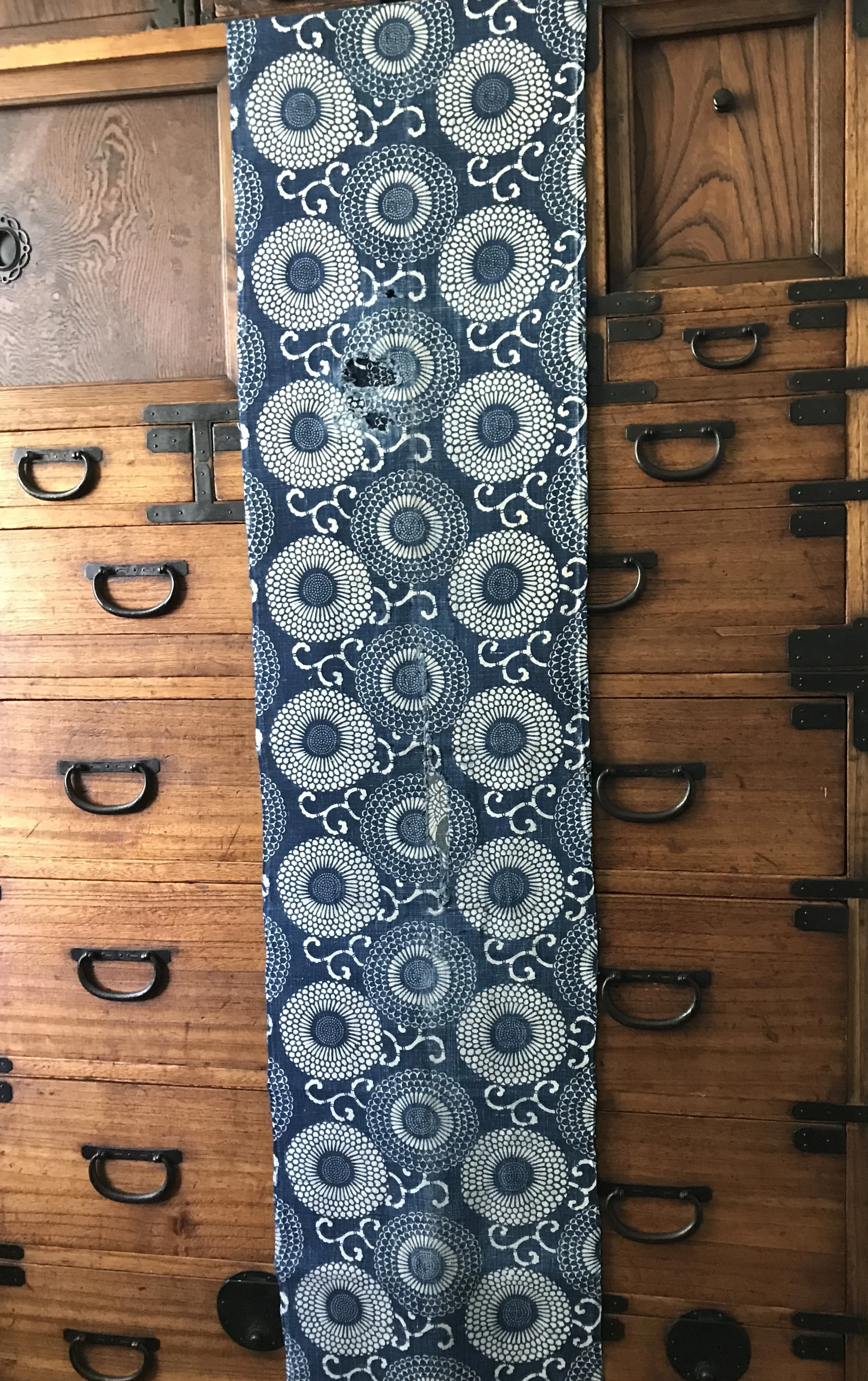 19th century Kiku Katazome and Boro Panel $115