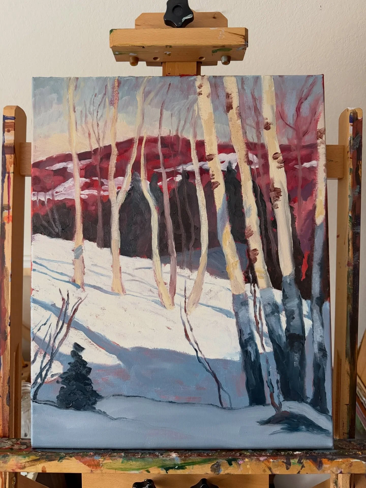 a separate post for this sun-setting winter landscape, oil on canvas, 16x20 

#landscape #oilpainting #snow #paintingprogress #wisconsin