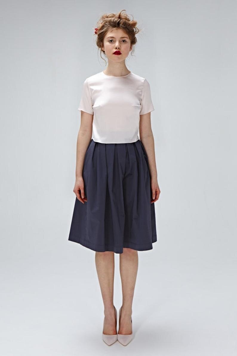 Women Skirt, Navy Skirt, Skater Skirt, Circle Skirt, High Waist Skirt, Plus  Size Clothing — MRS POMERANZ