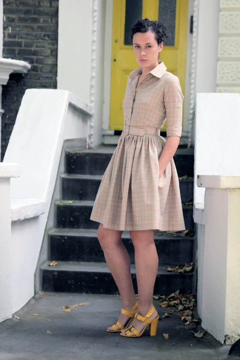 beige wool dress
