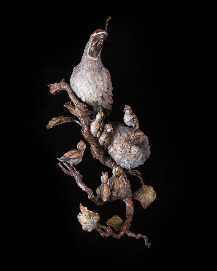 Ken-Rowe-Bronze-Sculpture-Quail_Branching Out _Front  - 2.jpg