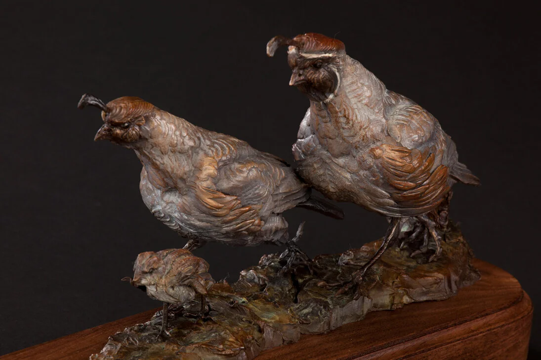 Ken-Rowe-Bronze-Sculpture-Quails _ Cheep Transportation_Parents Detail -32.jpg