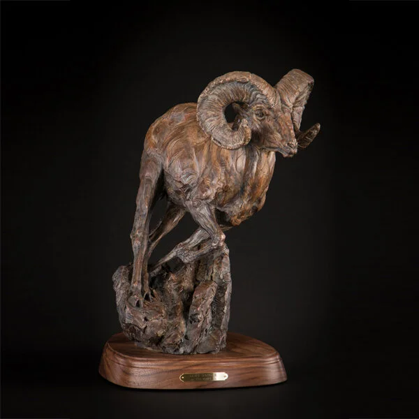Ken-Rowe-Bronze-Sculpture-Big Horn Sheep _Cliff Hanger_Front-1.jpg