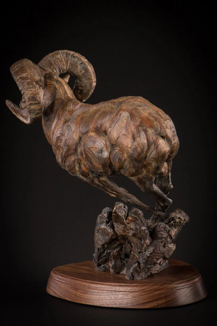 Ken-Rowe-Bronze-Sculpture-Big Horn Sheep _Cliff Hanger_Rear-9.jpg