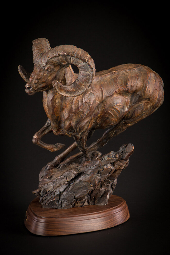 Ken-Rowe-Bronze-Sculpture-Big Horn Sheep _Cliff Hanger_Right Side-12.jpg
