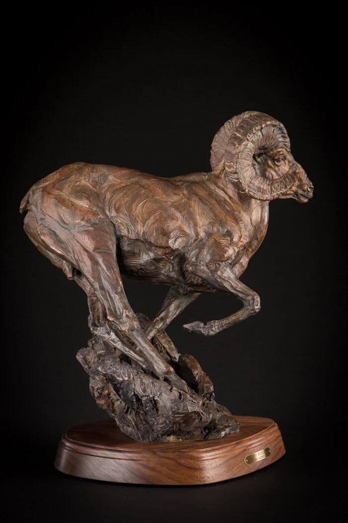 Ken-Rowe-Bronze-Sculpture-Big Horn Sheep _Cliff Hanger_Side-6.jpg