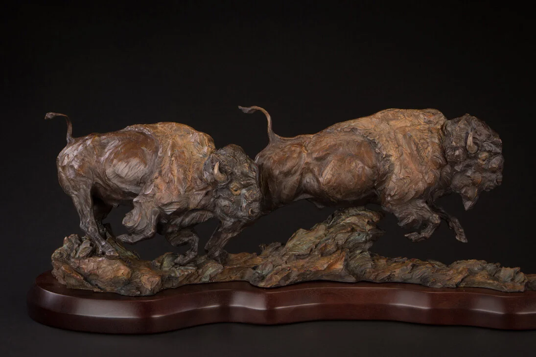 Ken-Rowe-Bronze-Sculpture-Bison and Wolves_Expect the  Unexpected_Bison Detail-11.jpg