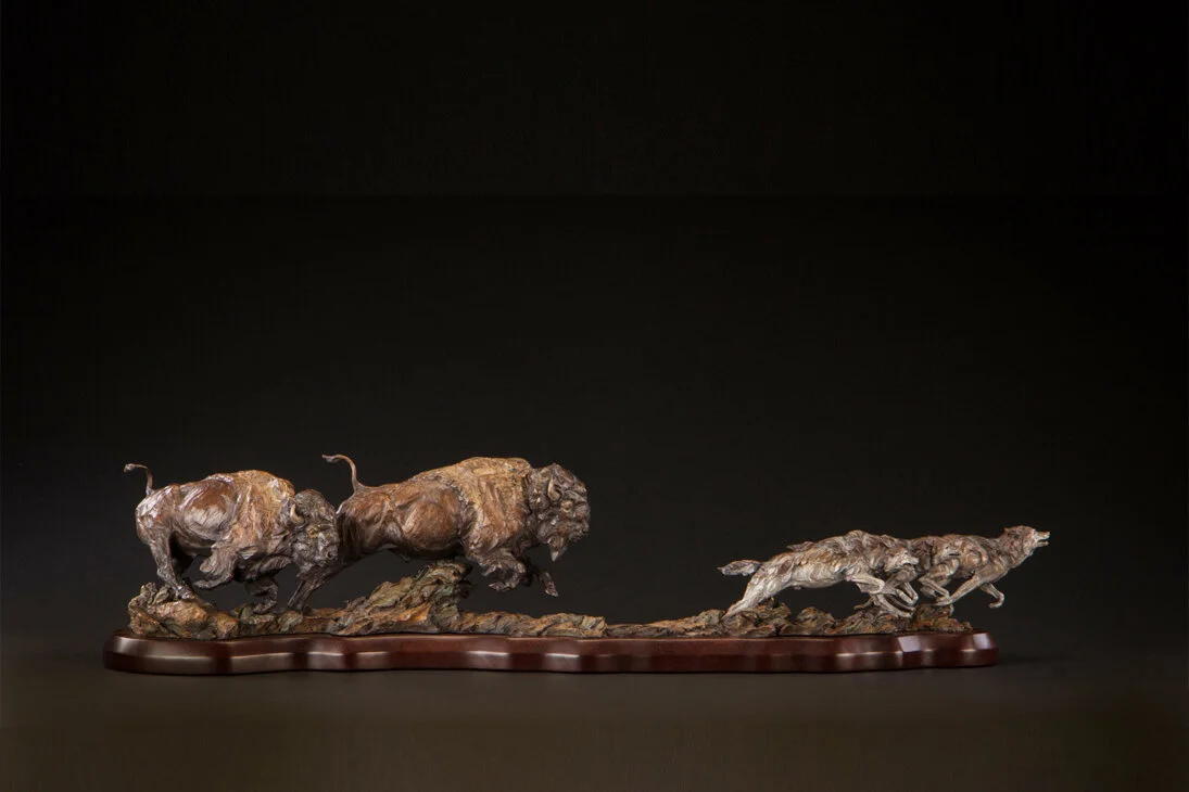 Ken-Rowe-Bronze-Sculpture-Bison and Wolves_Expect the  Unexpected_Front.jpg