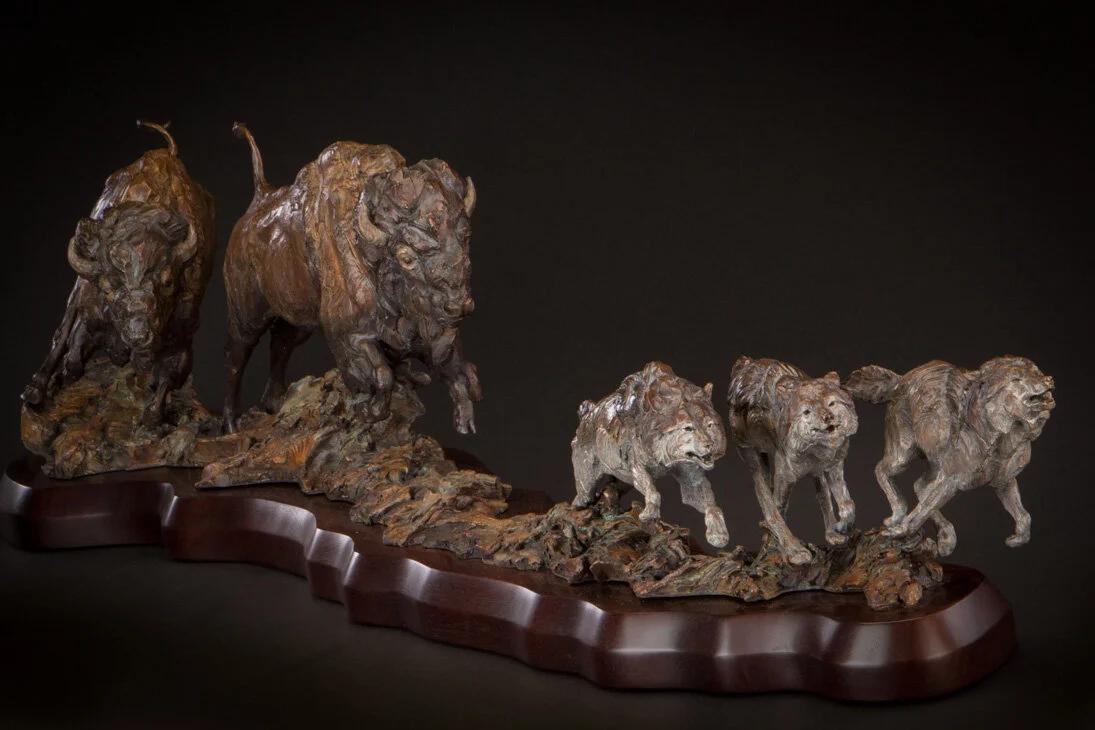 Ken-Rowe-Bronze-Sculpture-Bison and Wolves_Expect the  Unexpected_Side View-16.jpg
