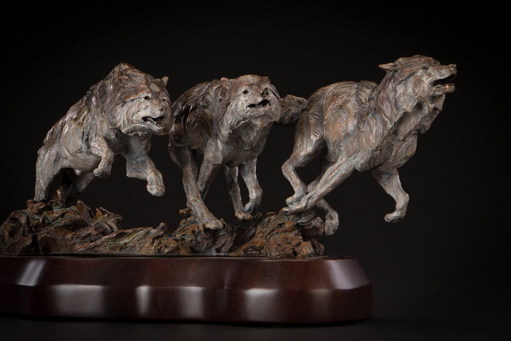 Ken-Rowe-Bronze-Sculpture-Bison and Wolves_Expect the  Unexpected_Wolves Detail-23.jpg