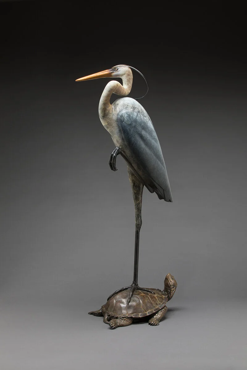 Joshua-Tobey-Bronze-Sculpture-Heron-Turtle-Stepping-Stone-Left.JPG