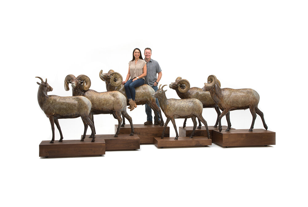 Desert Horn Sheep Herd - Lifesize Rowe Fine Gallery