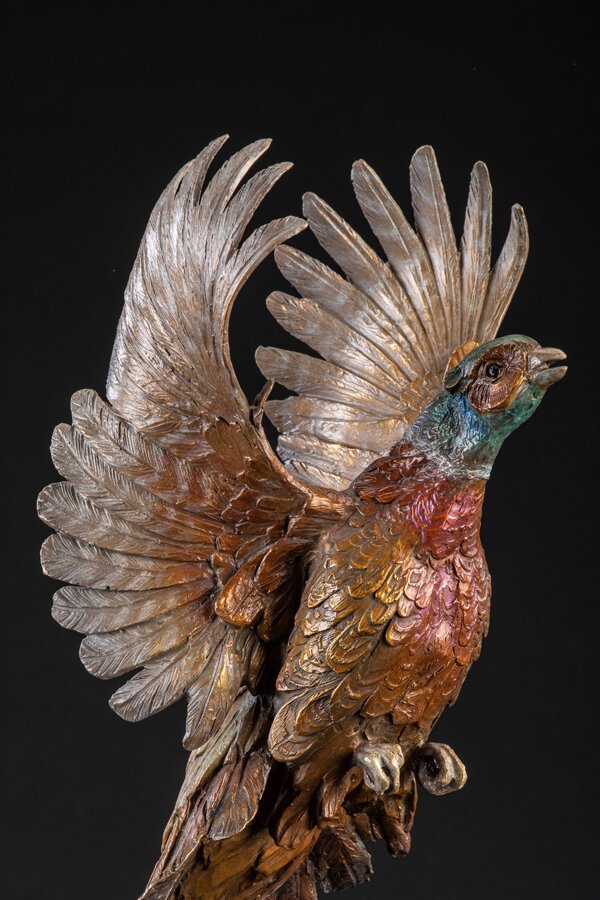 Ken-Rowe-Bronze-Sculpture-Pheasant-Frequent Flyer-Detail 1.jpg