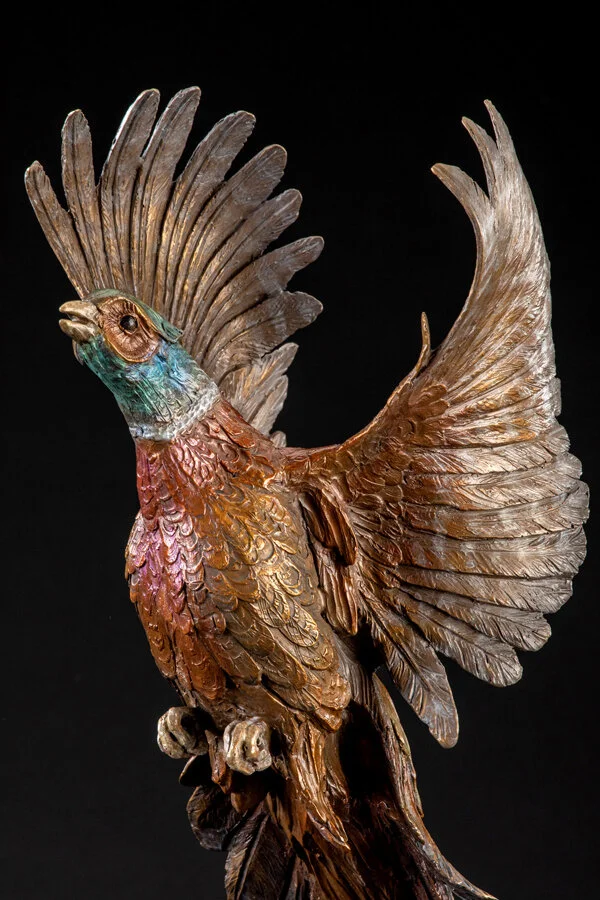 Ken-Rowe-Bronze-Sculpture-Pheasant-Frequent Flyer-Detail 2.jpg