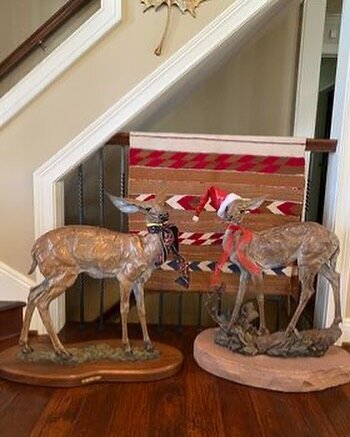 One of our clients is ready for Christmas. Here are Ken Rowe&rsquo;s &ldquo;All Ears&rdquo; and &ldquo;Flora and Fauna&rdquo; all decked out and ready for the festivities! #floraandfauna #kenrowesedona #christmasdecor #holidayseason #tlaqsedona #tlaq