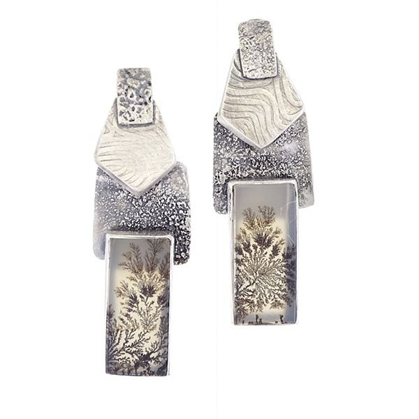 Dendritic Agate, Sterling Silver Earrings