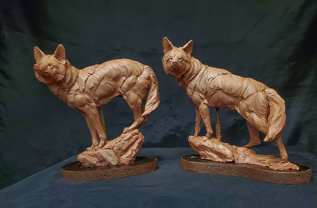Desert Silhouette Maquette & Desert Drifter Maquette (Pre-cast Coyotes)