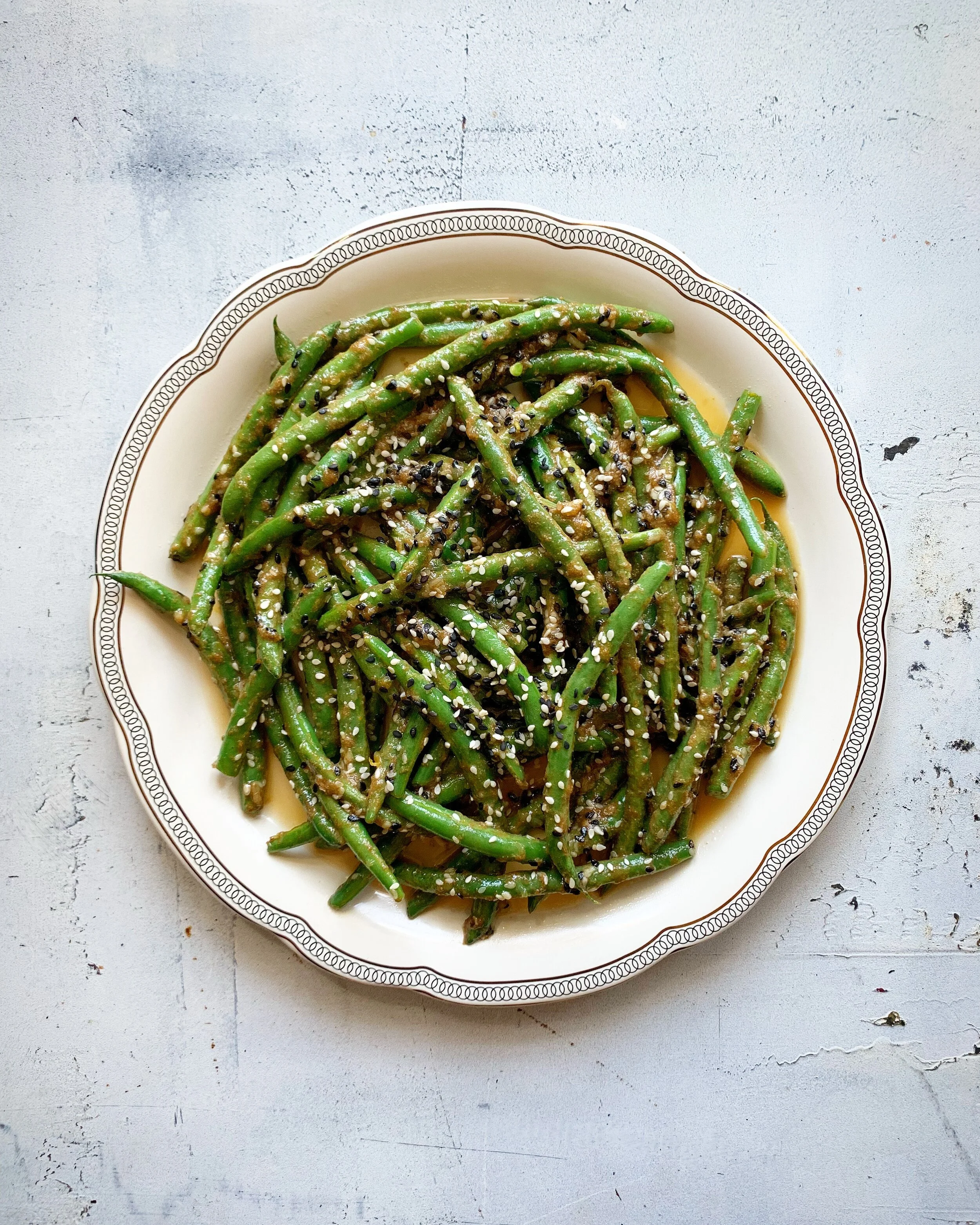 Haricots verts poêlés aux deux sésames