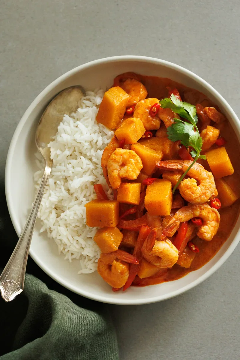 Cari aux crevettes à la courge
