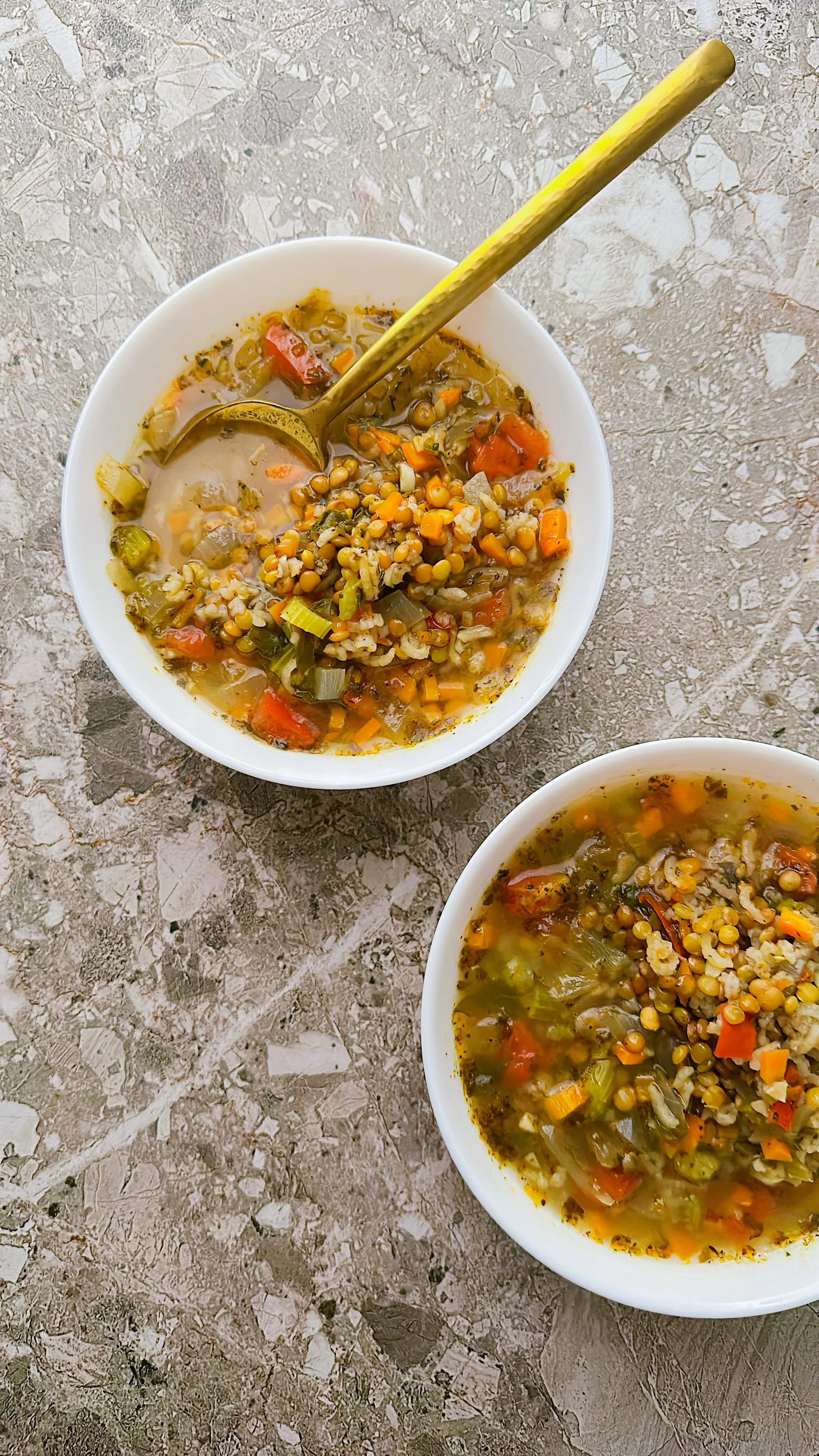 Soupe aux lentilles &amp; riz basmati