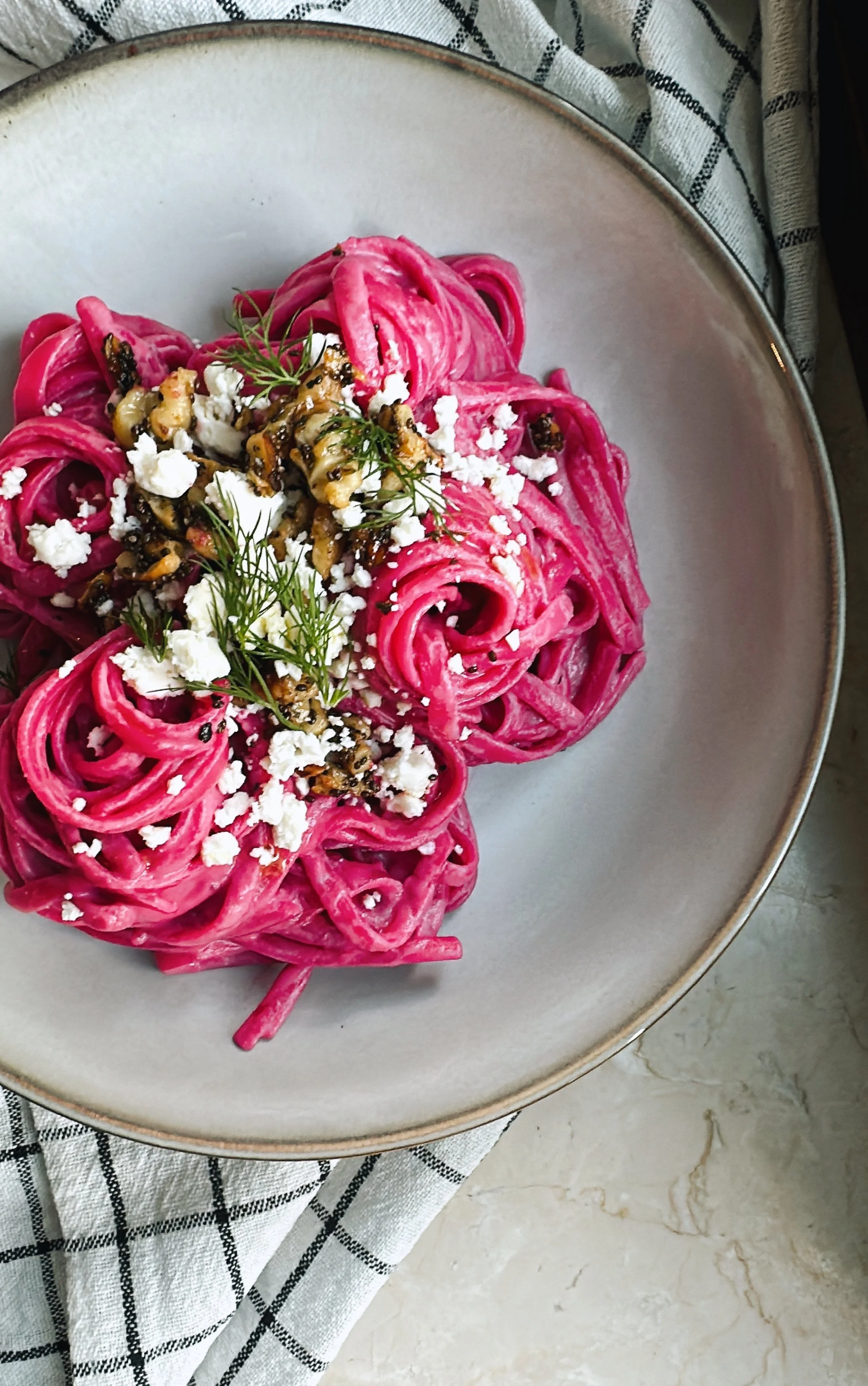 Pâtes à la betterave  &amp; feta