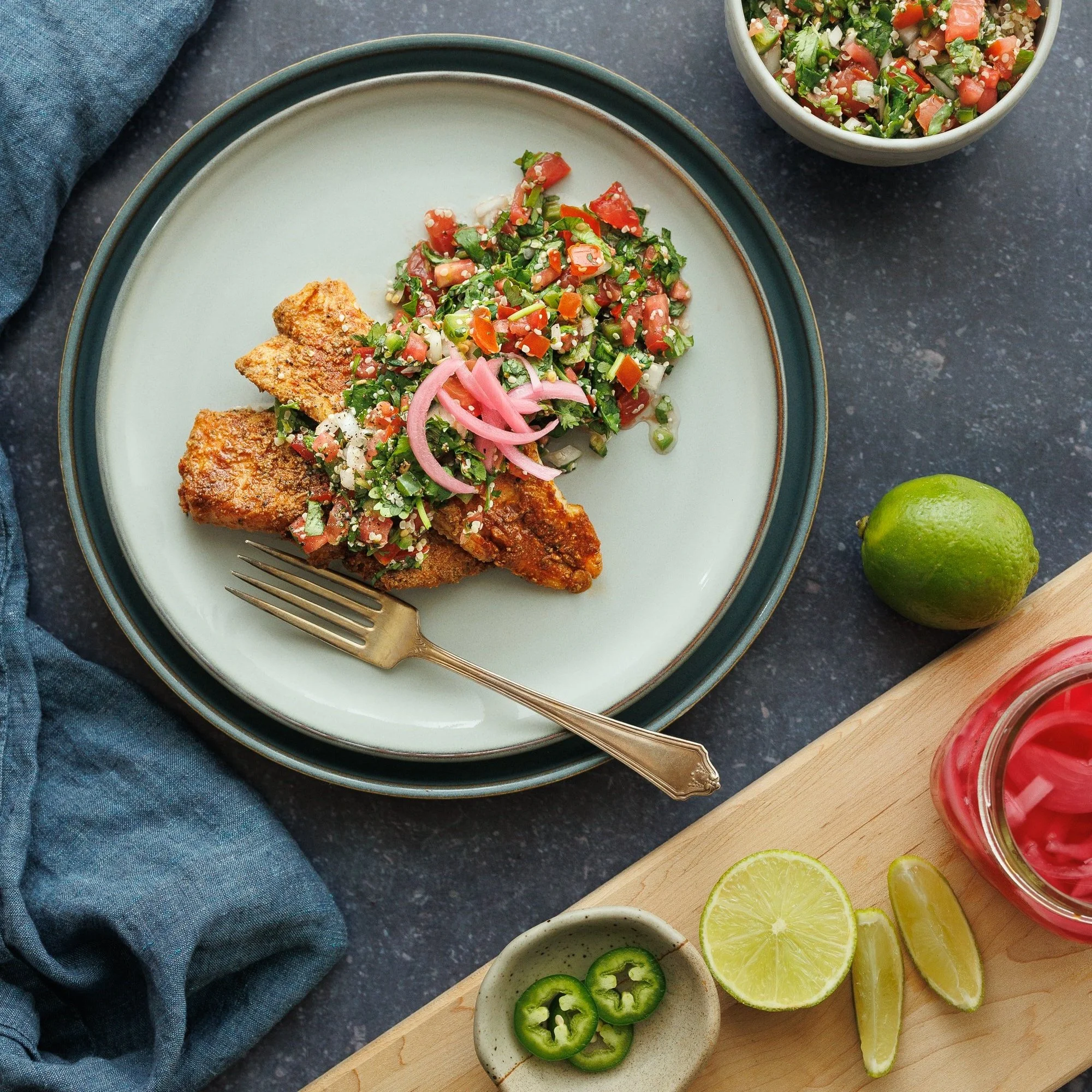 Poisson blanc à la mexicaine &amp; salsa