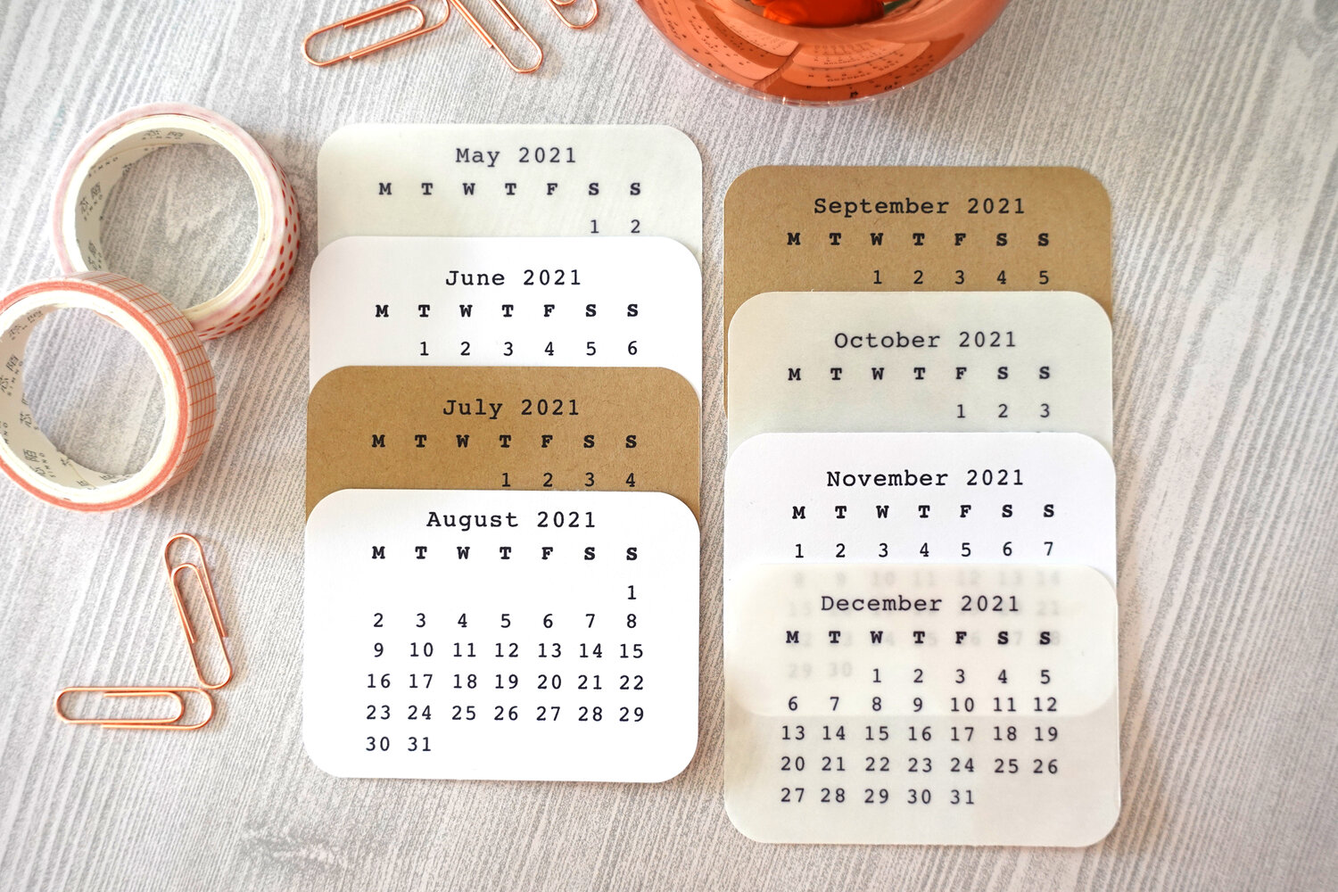 2021 2022 Mini Calendar Stickers Hanana Studio