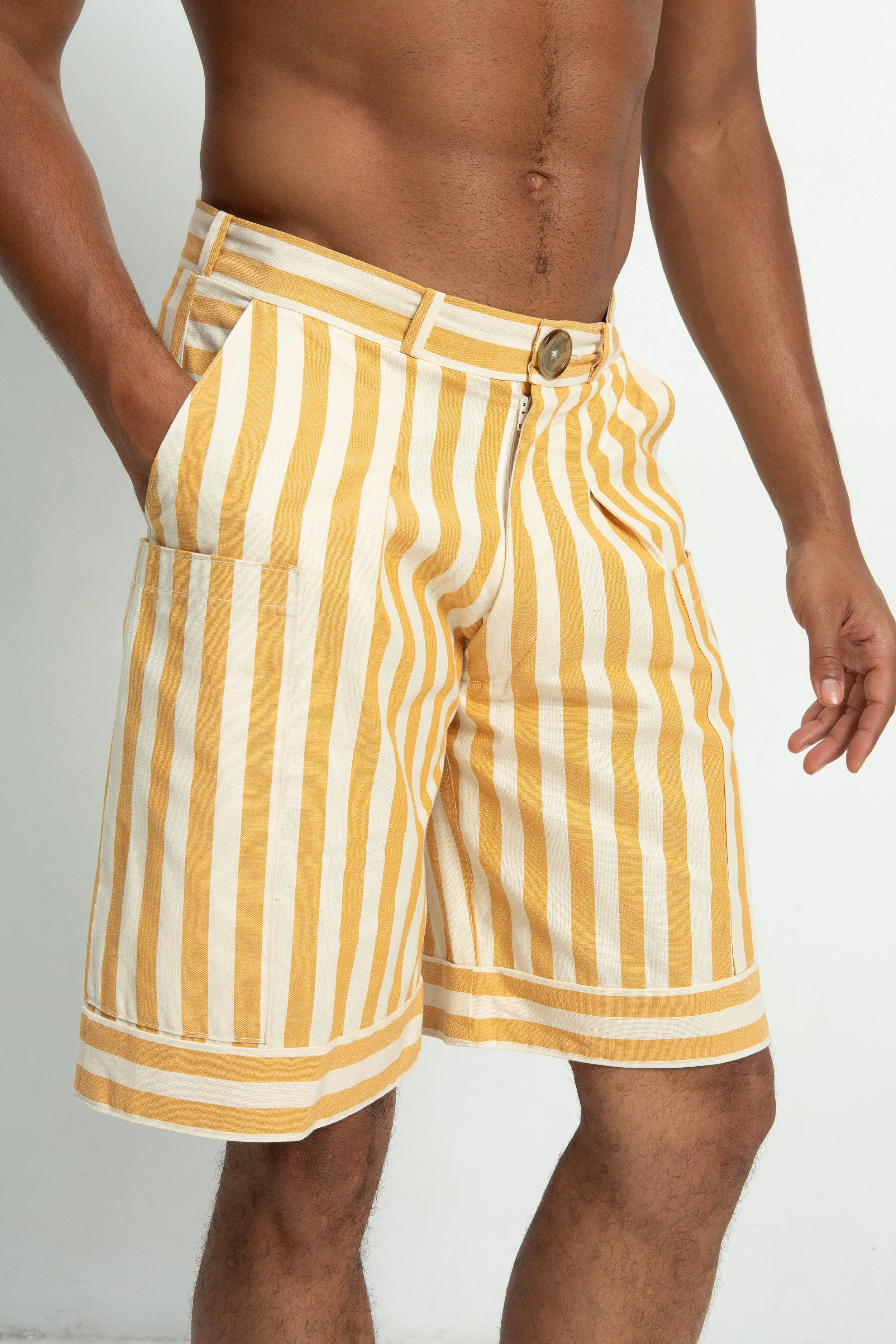 LUIZ YELLOW STRIPED SHORT PANTS