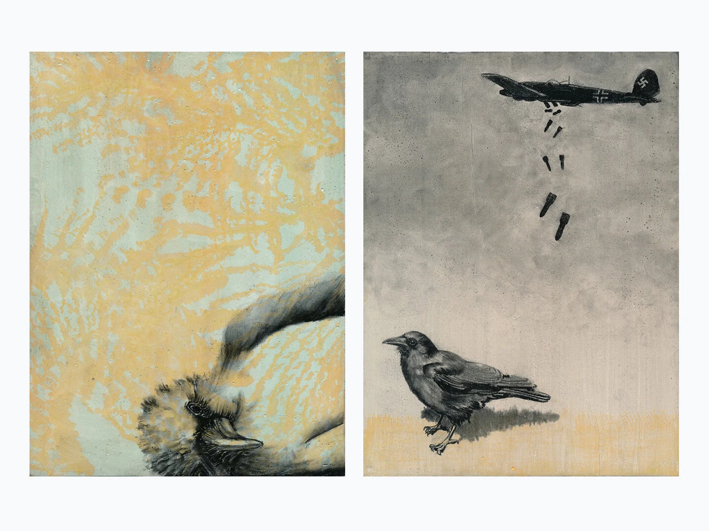 each panel 7.75” x 5.75”, mixed media on handmade gessoed panels